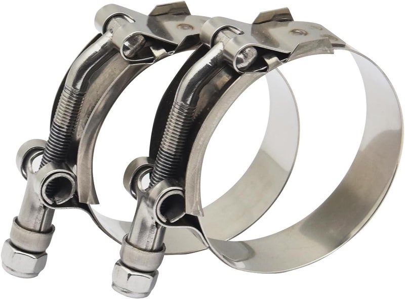 ROADFORMER 3.5" T Bolt Hose Clamp Stainless Steel - Working Range 95mm - 103mm for 3.5" I.D. Hose with 3mm - 6mm Wall Thickness, Tbolt Clamp Featured to Provide Reliable Sealing Force, 2 Pack - Image 2